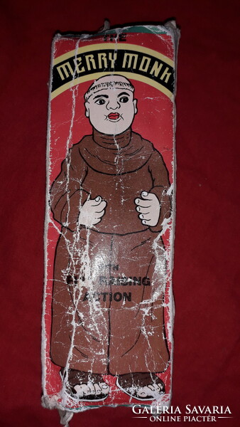 Old 1970s rare figure merry monk with humorous shield monk with box 20 cm according to the pictures