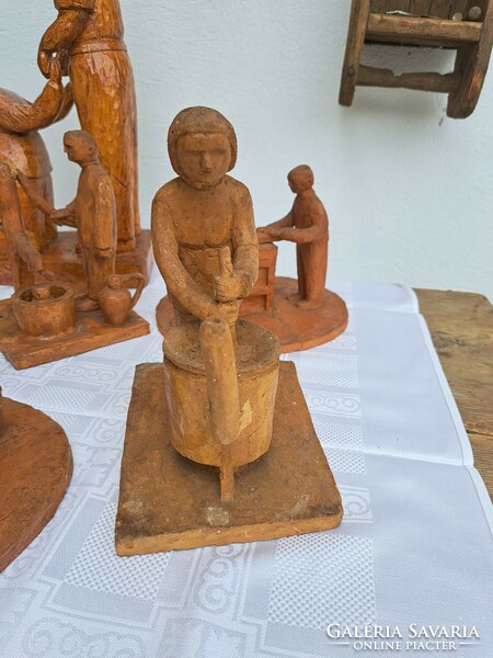 Works by Stefanovics Elemér reed yard 3 large wooden sculptures 9 terracotta rarities