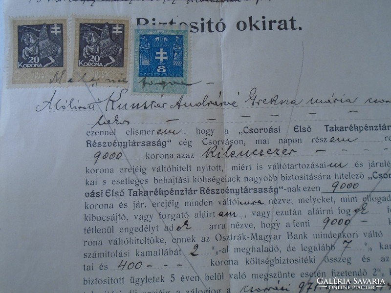 ZA451.134  Régi irat - Csorvás - Greksza Mária 1920 -Csorvási Első Takarékpénztár