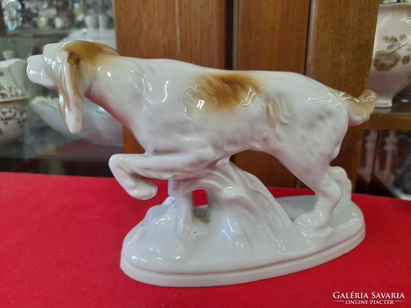Német,Germany Lippelsdorf Ír Szetter Porcelán Figura.11.5 cm.