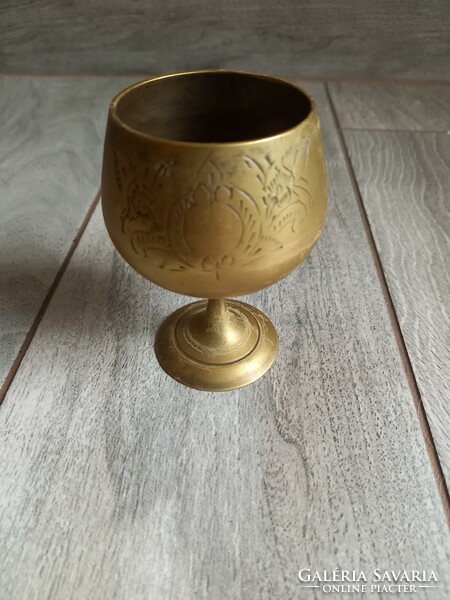 Rézszínű antik ezüstözött pohár (9,7x6,5 cm)