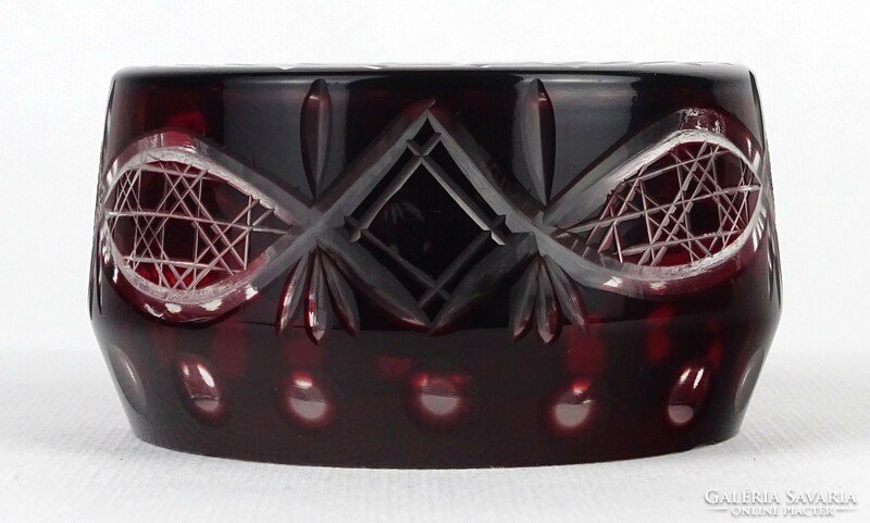 1N139 old burgundy colored polished glass ashtray