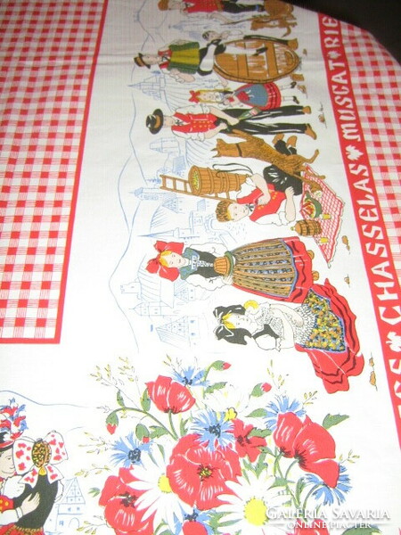 Beautiful alpine dirndl folk costume vintage special woven tablecloth