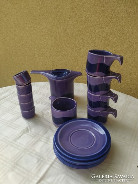 A special shaped Irish coffee set for sale! Art deco blue coffee set + 4 cups for sale!