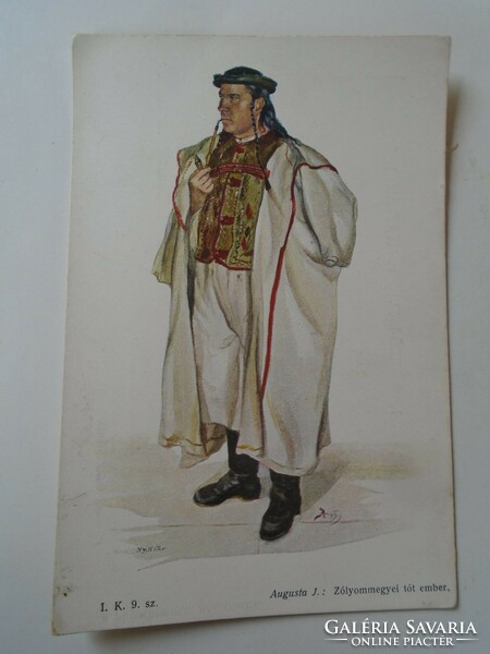 Za451.135 Old postcard - Upper Hungarian lake case - folk costume, pipe Zólyom county lake man 1910