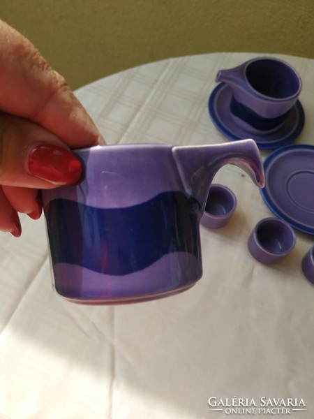 A special shaped Irish coffee set for sale! Art deco blue coffee set + 4 cups for sale!