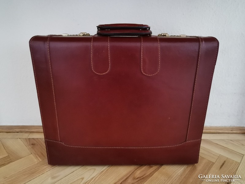 Franzen briefcase/suitcase with number lock | top grain leather | 46*38*17 cm | vintage