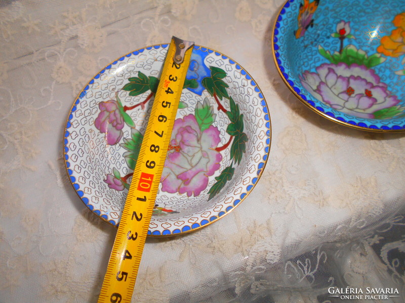 Antique bowl with 13 cm cloisson enamel on the inside, cloisonné enamel on the outside