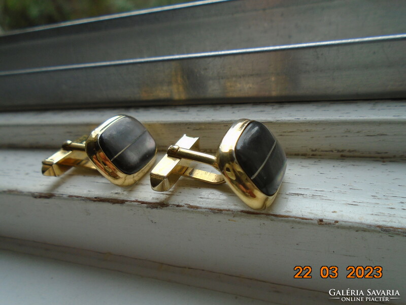 Gold-plated cuff with abalone insert and silver stripe