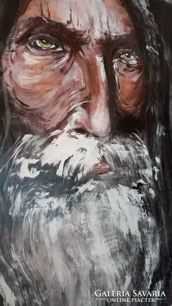 "ARC-VONÁSOK "portré tanulmány .festmény 40 x 54 cm farostlemezen