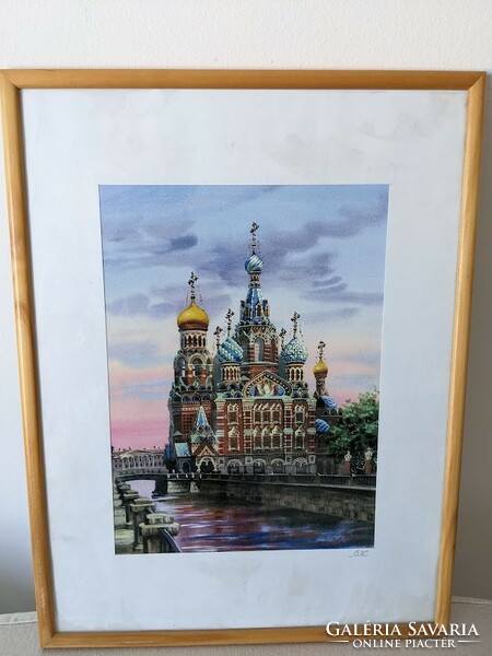 Szentpétervár,  Vérző, Megváltó Templom  akvarell