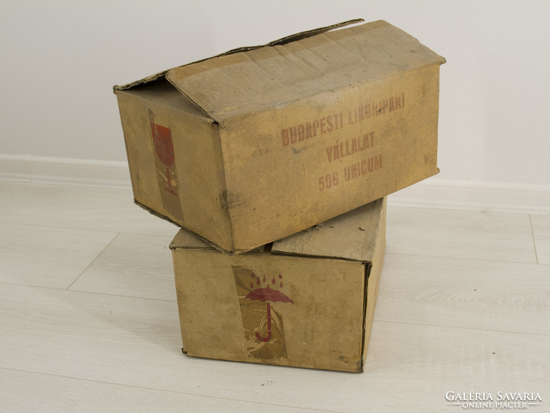 Old unicumos bottles, 2 x 6 pcs., in original box