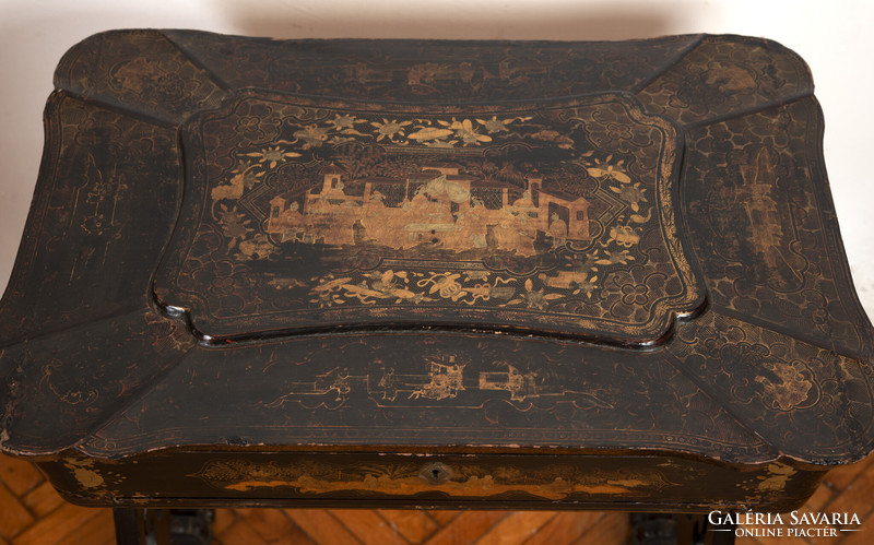 Antique oriental sewing table (chinoiserie)