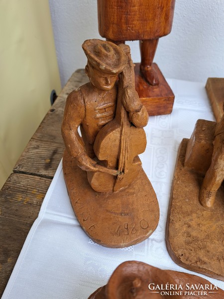 Works by Stefanovics Elemér reed yard 3 large wooden sculptures 9 terracotta rarities