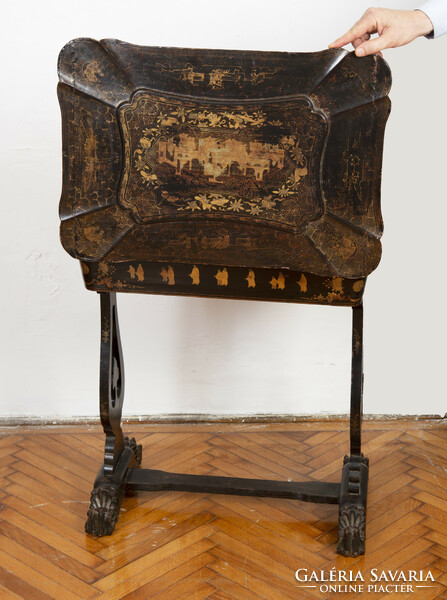Antique oriental sewing table (chinoiserie)