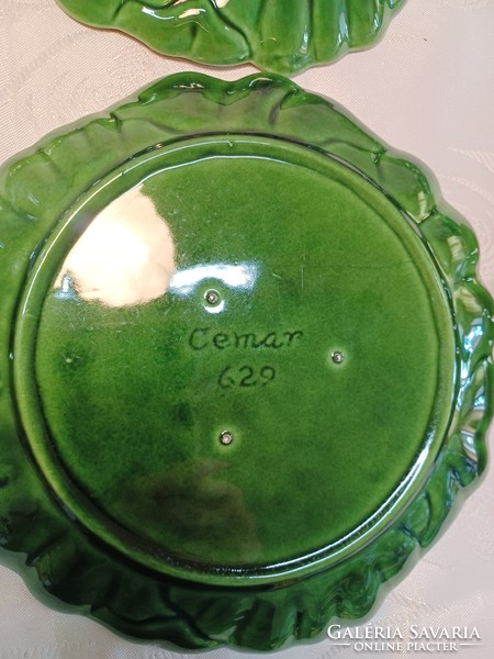 Ceramic salad leaf-shaped plate. Cemar 629