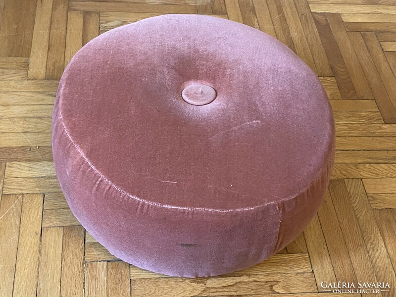 Mauve round pouffe seat footrest 48 x 24 cm