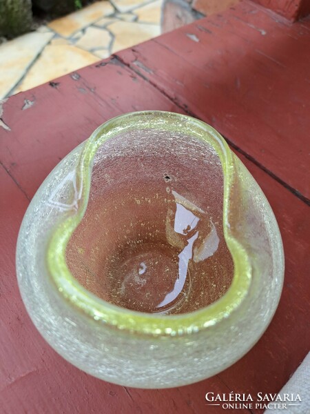 Yellow rarer ashtray ashtray cracked veil glass veil karcagi berek bath glass collectors