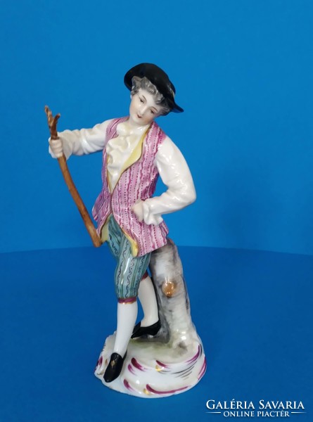 Antik Passaui porcelán figura Kertész legény