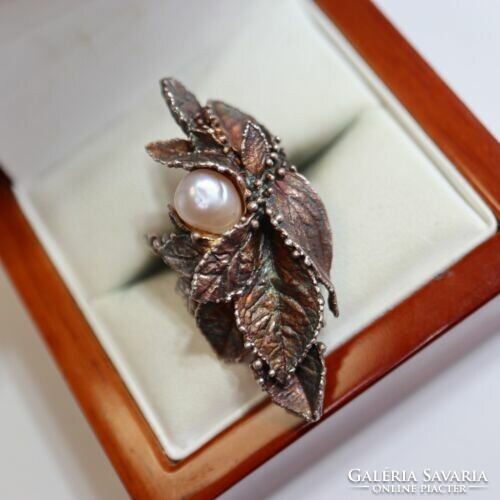Goldsmith's pearl silver ring. New!