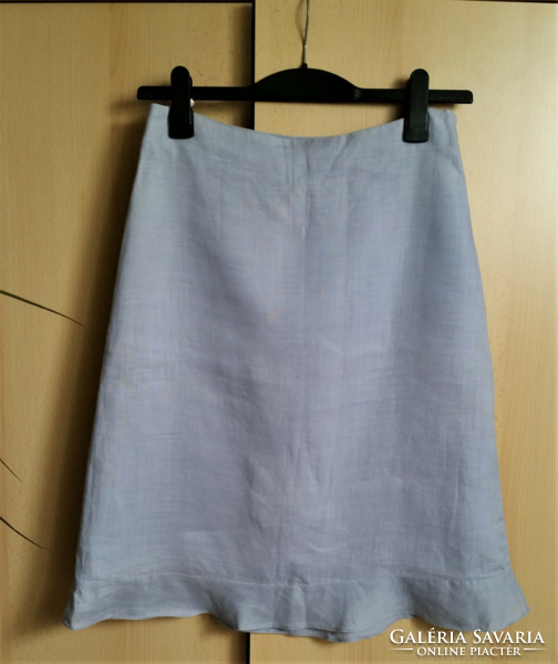 H&M light gray lined linen summer skirt