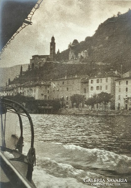 Swiss photo from 1930 - morcote, m. With Kiss sign - lakeside landscape