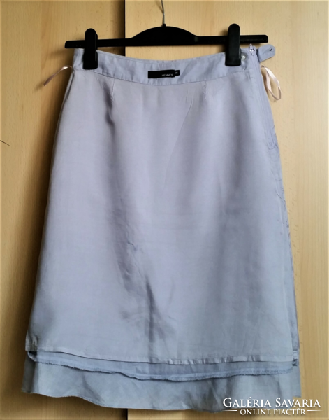 H&M light gray lined linen summer skirt