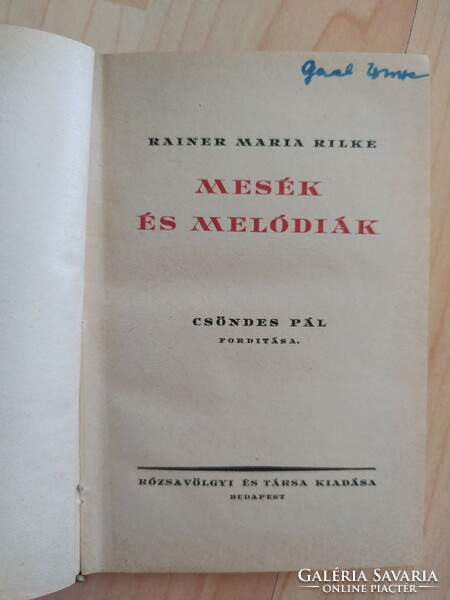 Rainer Mária Rilke: Mesék és melódiák (RITKA) 2000 Ft