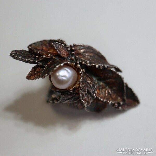 Goldsmith's pearl silver ring. New!