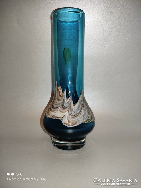 SCHOTT ZWIESEL  vastag falú üveg váza ritka színben jelzett eredeti