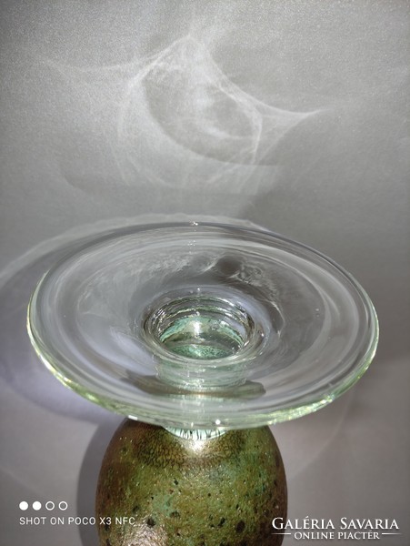 A worthy decoration of the festive table isle of wight impressive glass candle holder with iridescent surface 26 cm high