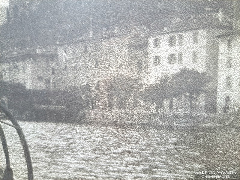 Svájci fotó 1930-ból - Morcote, M. Kiss jelzéssel - tóparti tájkép