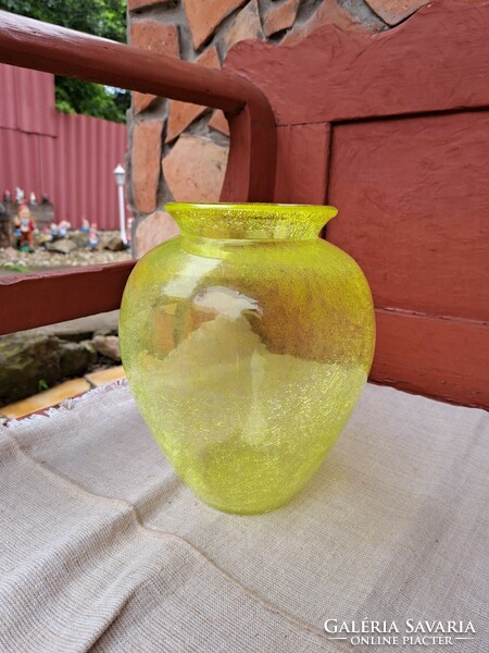 Extra rare yellow sphere vase cracked beautiful veil glass veil Carcagi berek bath glass