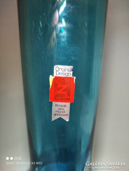 SCHOTT ZWIESEL  vastag falú üveg váza ritka színben jelzett eredeti