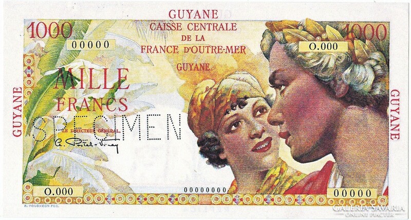 French Guiana 1000 French Guiana francs 1947 replica sample