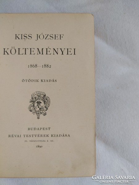 Kiss József költeményei 1868-1882 Révai Testvérek Kiadása 1890