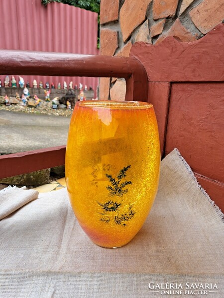 Collectors of rare cracked veil glass veil karcagi berekfürdő glass yellow vase