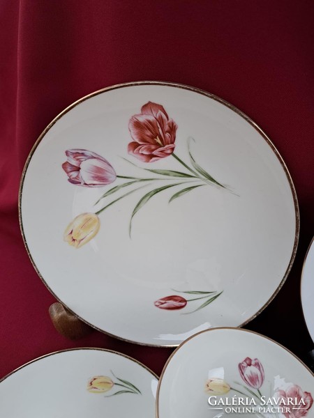 Gyönyörű német Winterling teás szett virágos rózsás porcelán tulipános