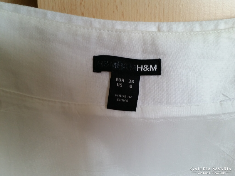 H&M-s fehér bélelt lenvászon nyári szoknya