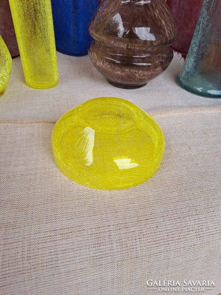 Hazelnut bowl yellow cracked beautiful veil glass veil Carcagi berekfürdő glass