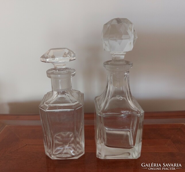 Old glass perfume corked perfume glass cologne bottle 2 pcs