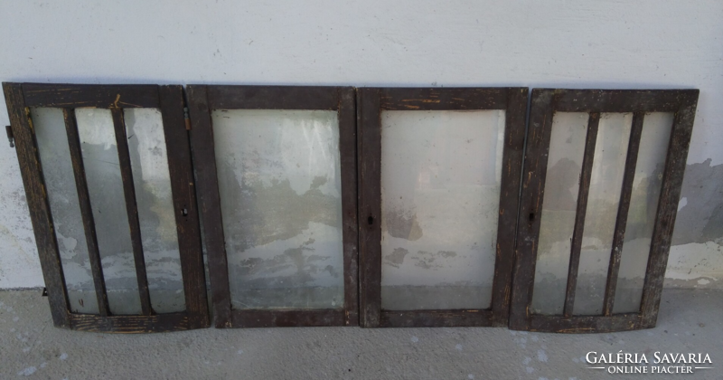For creative purposes! Old, antique glass kitchen cabinet doors in 4 parts, 2 curved, 2 smooth