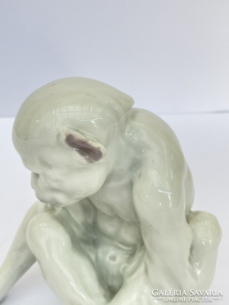 1900-Körüli Heubach Porcelán Majomfigura