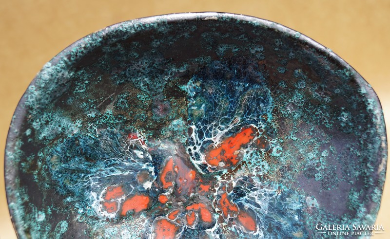 Rare retro old Hungarian industrial artist ceramic bowl large gabriella ceramic decorative bowl