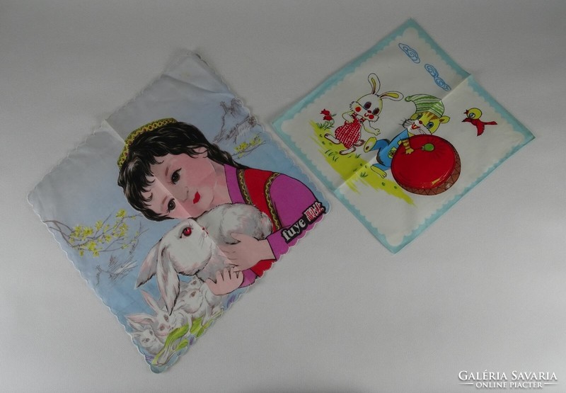1N270 Retro jelzett textil mesés gyerek zsebkendő gyűjtemény 9 darab