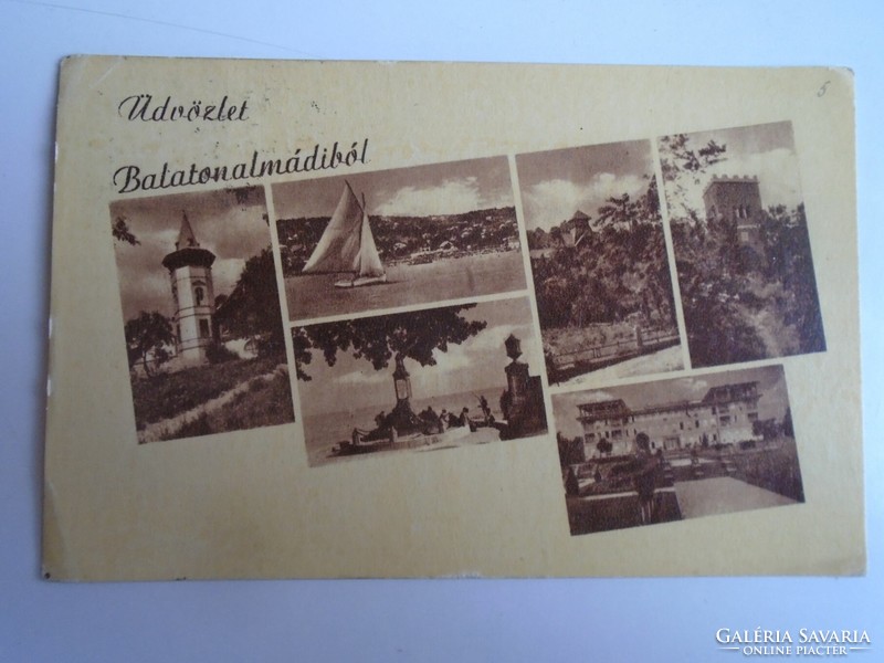 D196149 old postcard from Balatonalmád - 1954