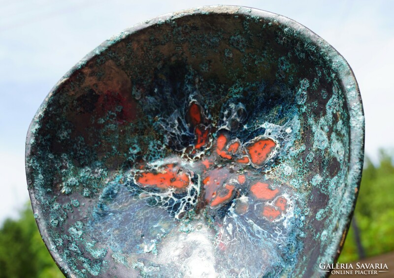 Rare retro old Hungarian industrial artist ceramic bowl large gabriella ceramic decorative bowl