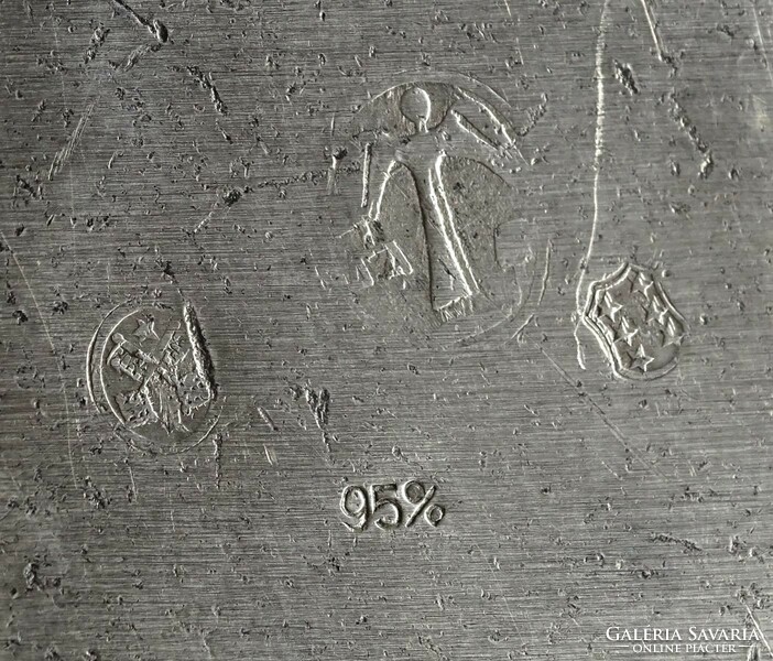 1N209 Antik jelzett ón kínáló tál 31 cm