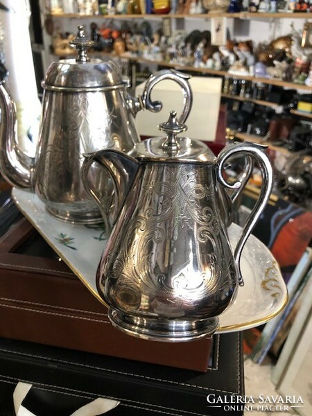 Thick silver-plated, marked, pouring and sugar set, 18, 16, 16 cm