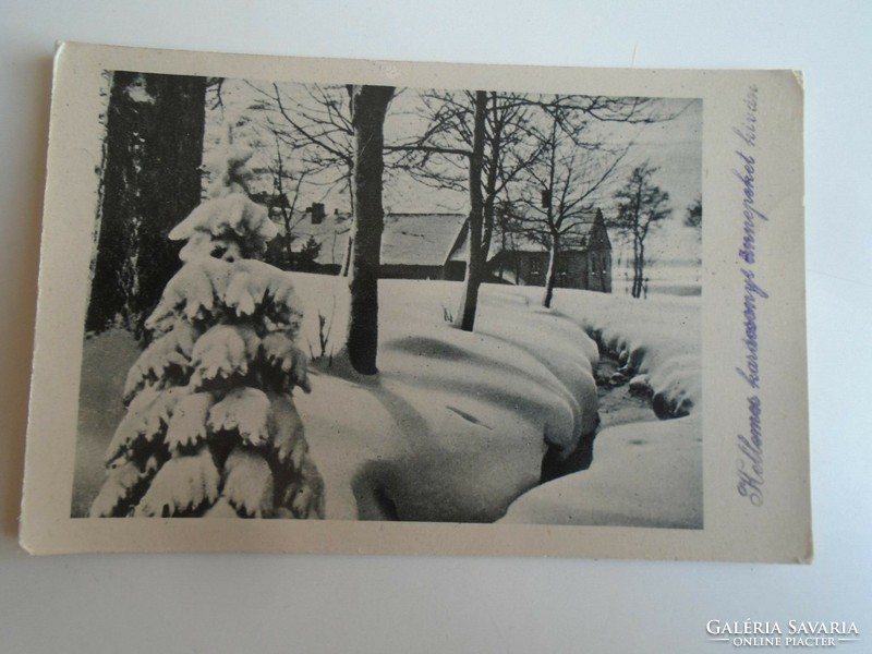 D196201 Christmas card - old 1949 postcard from Radvány